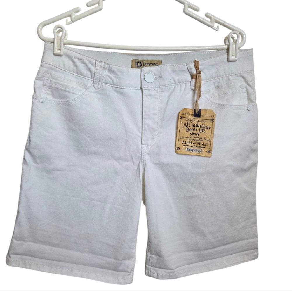 Democracy Absolution Booty Lift Women's Classic White Bermudas Size 12 NWT